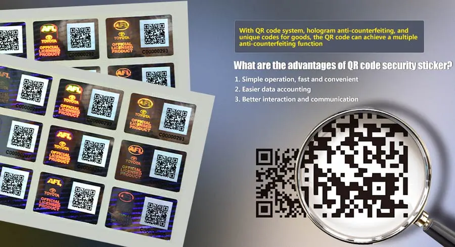 Picture of QR Code Hologram Sticker, display its real shot.