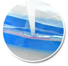Custom Security Bag image display the white strip on the seal become transparent and disappear when the seal meets water.